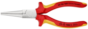 Pince à bec longue ronde 160mm chromée isolée 1000V