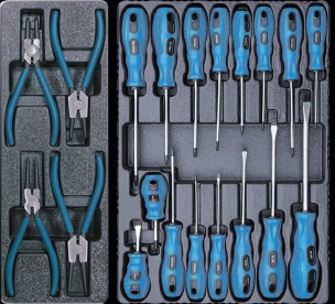 Servante d'atelier 7 tiroirs composée de 147 outils - modules PVC