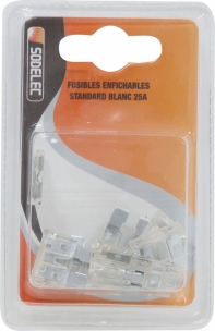 Fusible enfichable 25A blanc - lot de 10 pcs