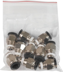 Raccord instantané métallique droit mâle conique 1/4" pour tuyau rilsan 10mm - lot de 10 pcs
