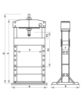 Presse d'atelier manuelle et pneumatique 30T bâti soudé