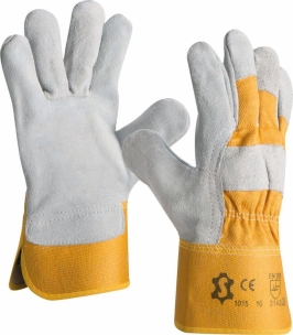 Gants de travail croûte de bovin avec manchette renforcée T.10 - lot de 12 pcs