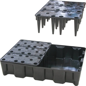 Bac de rétention modulable 60L avec caillebotis 100% PE Bac de rétention modulable 60L avec caillebotis 100% PE