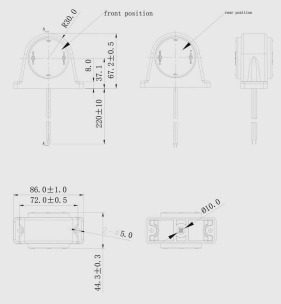 Feu de gabarit LED 10/30V rond rouge/blanc à fixer