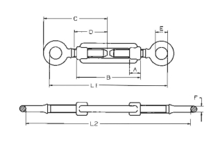 Tendeur à 2 anneaux M6