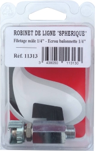 Robinet de ligne 1/4 de tour mâle 1/4" - blister