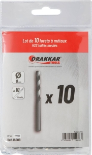Foret à métaux HSS 8mm - lot de 10 pcs