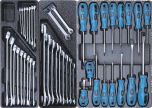 Servante d'atelier 5 tiroirs composée de 160 outils - modules PVC