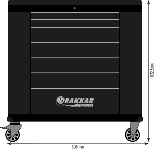 Servante 7 tiroirs avec 2 portes latérales avec plan de travail en ABS 890x530x1022mm
