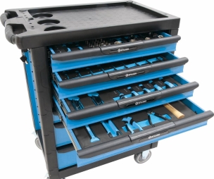 Servante d'atelier 7 tiroirs composée de 147 outils - modules mousse