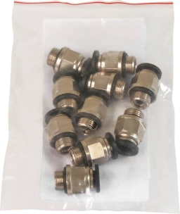 Raccord instantané métallique droit mâle cylindrique 1/8" pour tuyau rilsan 6mm - lot de 10 pcs
