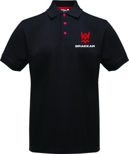 Polo noir taille M homme - Drakkar logo rouge