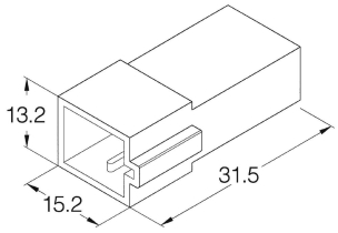 Boîtier unipolaire mâle nu 6,35mm - 2 voies - 13,2x15,2x31,5mm - lot de 100 pcs