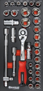 Module mousse 402x189x32mm carbone douilles 1/2" - 31 pcs