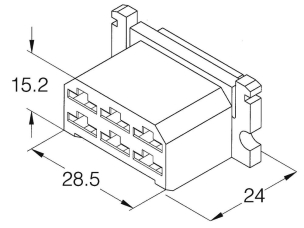 Boîtier unipolaire femelle nu 6,35mm - 6 voies - 15,2x28,5x24mm - lot de 100 pcs