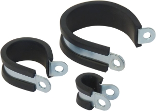 Collier acier zingué 12mm avec protection caoutchouc de 8 à 40mm - coffret de 125 pcs