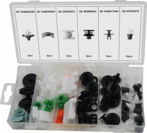 Clips de fixation en PVC - Audi - présentoir de 6 coffrets de 31 pcs