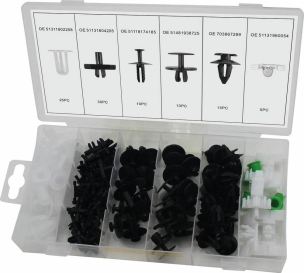Clips de fixation en PVC BMW - présentoir de 6 coffrets de 95 pcs