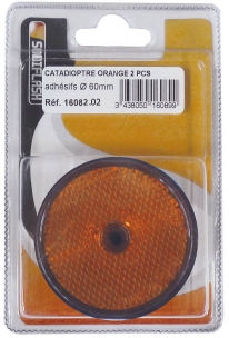 Catadioptre rond 60mm orange à fixer - blister de 2 pcs