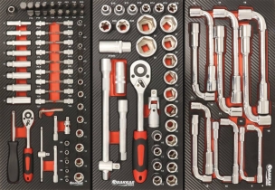 Coffre de servante 4 tiroirs composé de 171 outils - modules finition carbone