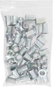 Insert/rivet ouvert acier à tête plate M8 de 3 à 5,5mm - 50 pcs