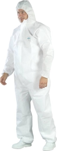Combinaison de protection jetable SMS avec capuche type 5/6 65 g/m² blanche L