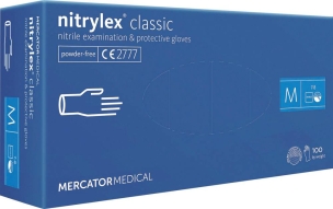Gants jetables ambidextres nitrile 240mm 0,06mm bleu T8 - boîte de 100 pcs