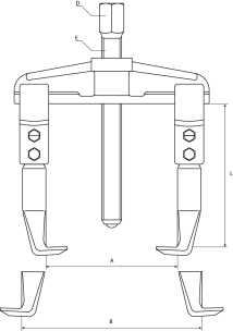 Extracteur 2 griffes intérieur/extérieur 70 à 130mm