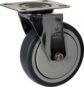 Chape inox moyenne pivotante nylon et santoprène D.75mm