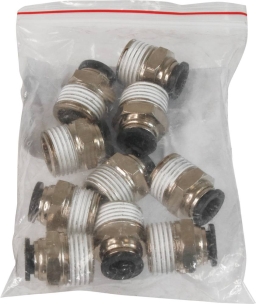 Raccord instantané métallique droit mâle conique 1/2" pour tuyau rilsan 10mm - lot de 10 pcs
