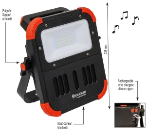 Projecteur LED 20W 2000 lumens rechargeable portable avec haut-parleur bluetooth