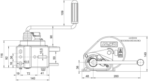 Treuil de traction manuel 450kg sans cable avec enrouleur et frein automatique