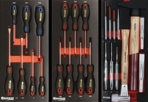 Servante d'atelier 8 tiroirs composée de 249 outils - modules finition métal