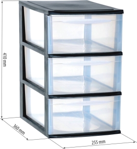 Bloc 3 tiroirs de rangement 255x360x410mm