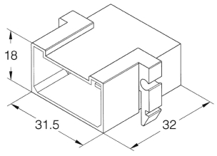 Boîtier unipolaire mâle nu 6,35mm - 6 voies - 18x31,5x32mm - lot de 100 pcs