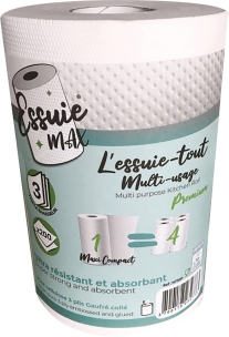 Rouleau essuie-mains blanc 200 formats 215x240mm - 16 lots de 12 rouleaux