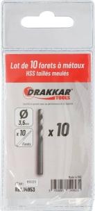 Foret à métaux HSS 3,5mm - lot de 10 pcs