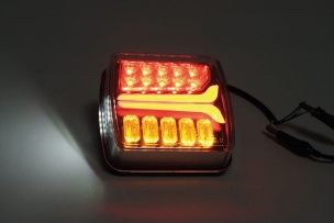 Feu arrière carré LED droit 12/24V 4 fonctions - blister