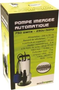 Pompe à eau immergée automatique inox 230V 750W avec flotteur