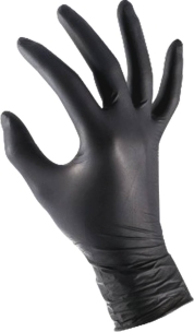 Gants jetables ambidextres nitrile 240mm 0,09mm noir T8 - Boîte de 100 pcs