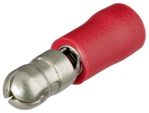 Cosses rondes mâles isolées rouge Ø 3mm / 0,5-1,0mm² - lot de 100pcs