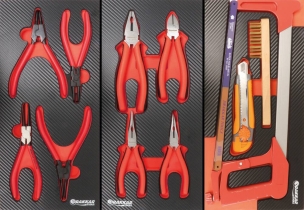 Servante d'atelier 7 tiroirs composée de 249 outils - modules carbone