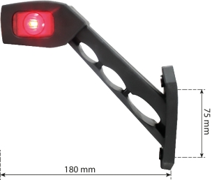 Feu de gabarit LED 12/24V côté gauche rouge/blanc/orange déporté coudé 180mm