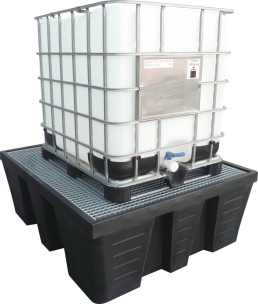 Bac de rétention 1000L PE avec caillebotis acier pour 1 IBC