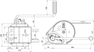 Treuil de traction manuel 900kg sans cable avec enrouleur et frein automatique