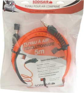 Rallonge tuyau air comprimé ultra flexible avec raccords rapides 8x14mm 5m