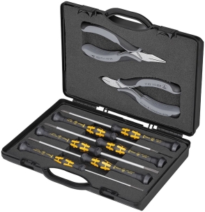 Coffret compact d'un jeu de 2 pinces pour l'électronique ESD et 6 tournevis Wera