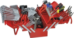 Caisse à outils composée de 89 outils
