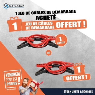 OPE VTEP - Lot de 2 câbles de démarrage en CCA 25mm² 2x3,0m 480A pinces isolées réf.54362 dont 1 offert