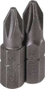 Embout hexagonal 1/4"x25mm avec empreinte Phillips® PH2 - lot de 2 pcs